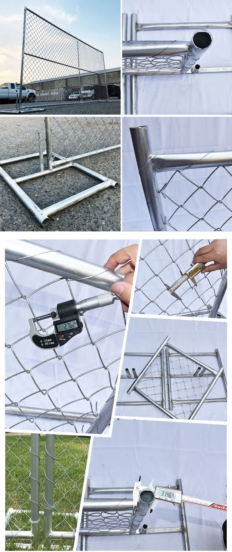 72" tall x 144" width /6'x12' temporary chain link fence 1.625' tube wall thick 1.2 1.6mm and 1.8mm etc