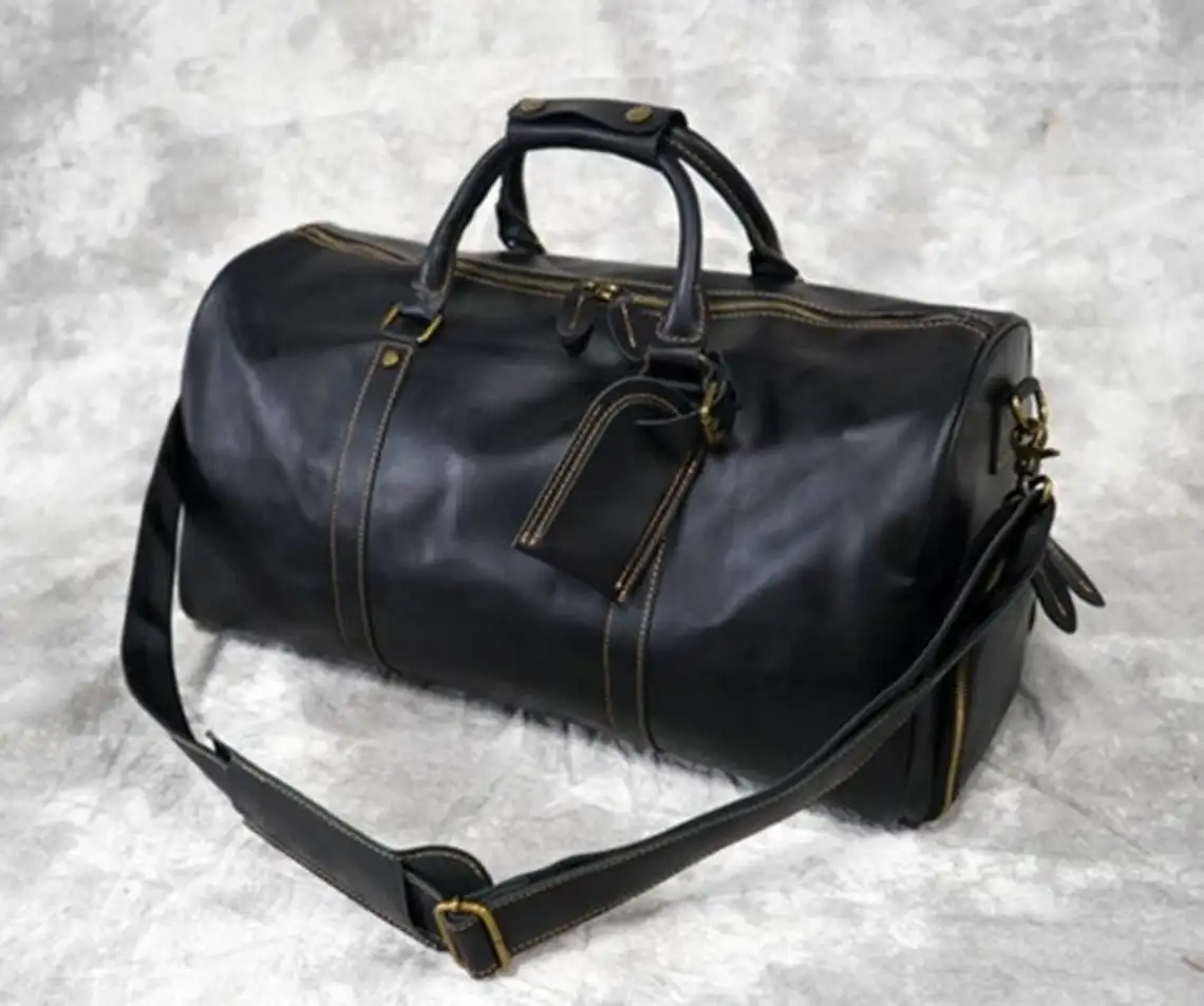 Outdoor Leather Sport Cylinder Duffel Bag For Gym Or Travel Gym0009b