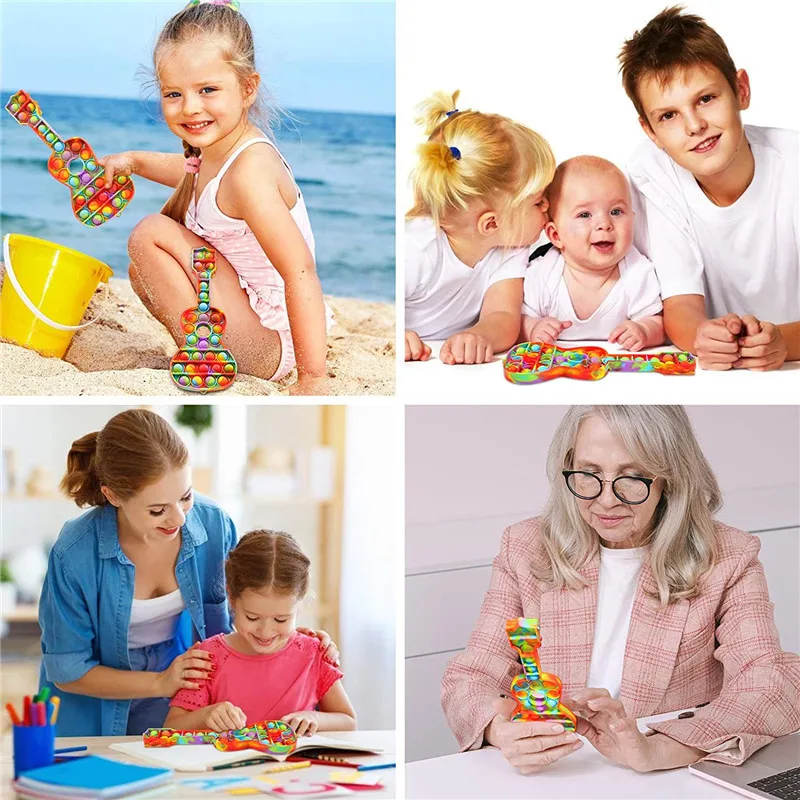 Лидер продаж 2021, новейшая гитара, однотонная печать и передача воды, высококачественные детские плюшевые Сенсорные игрушки, набор игрушек-фиджет