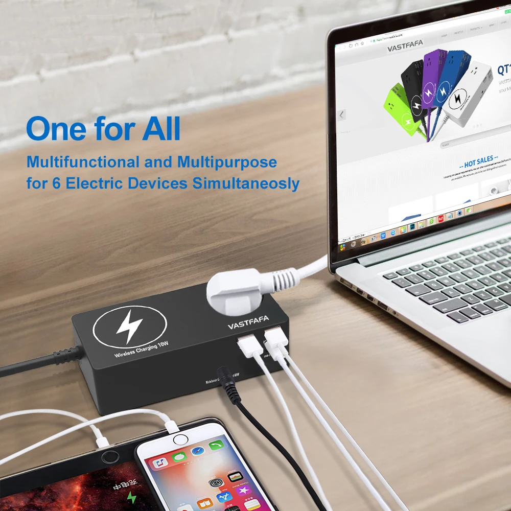 VASTFAFA 6 в 1 ЕС удлинитель USB стабилизатор