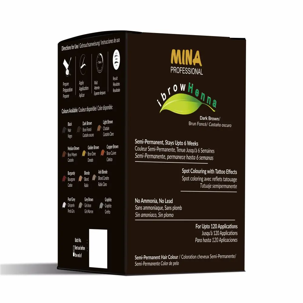 Mina Eyebrow Henna Semi Permanent Brow Tint Kit Dark Brown Refill Pack