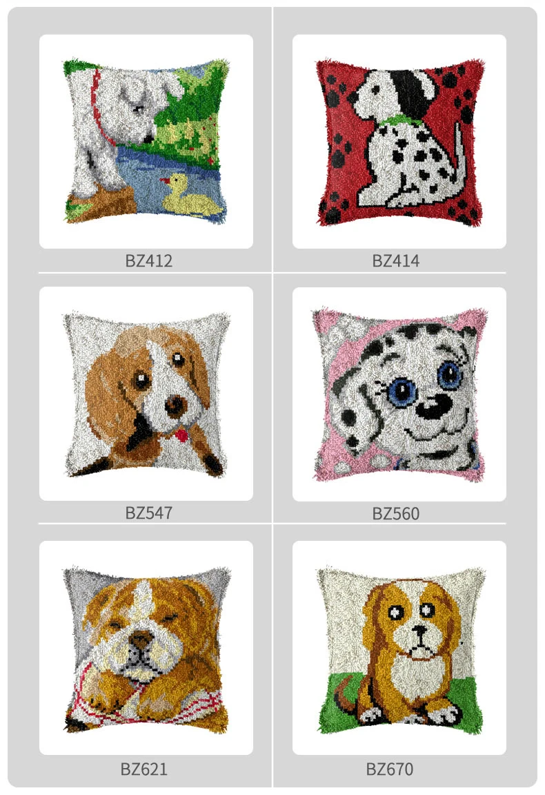 Latch Hook Dogs Needle For Carpet Embroidery Pillow Foamiran Needlework Set Smyrna Cushion Button Package Latch Hook rug kits