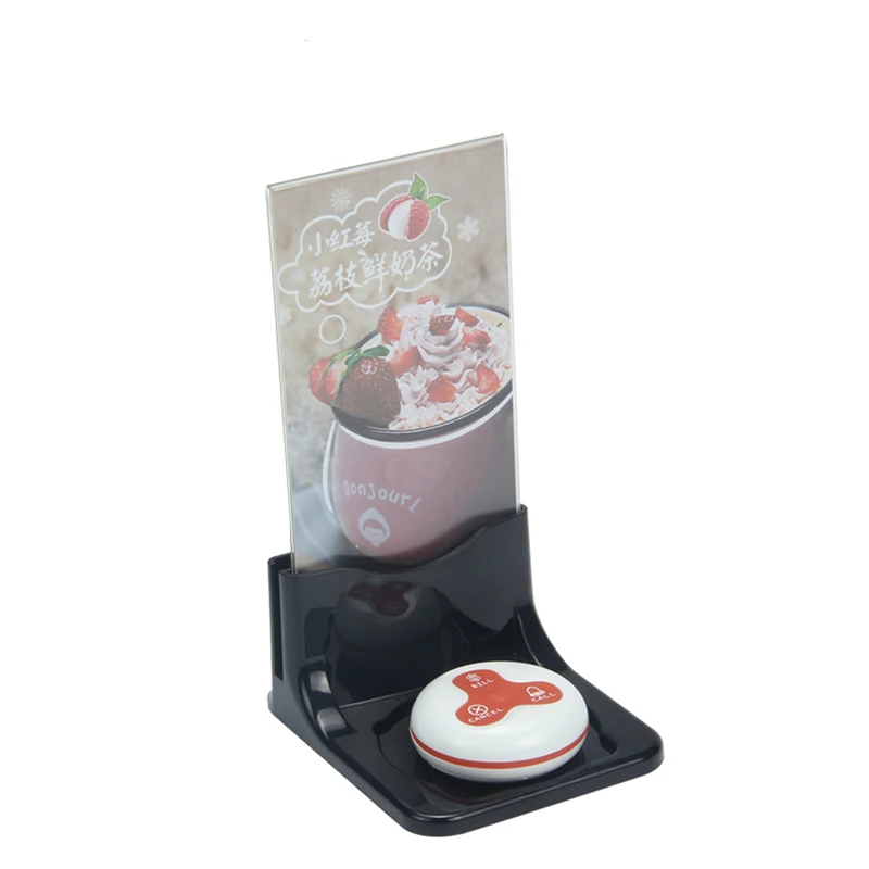 Meeyi Food Court Wireless Call System Waiter Call Button With Table Stand Menu Holder
