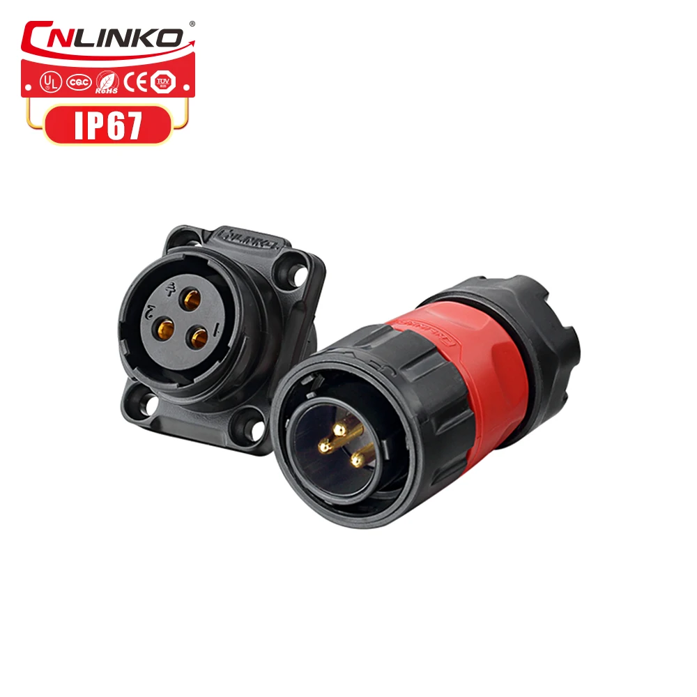 CNLINKO 3 Pin Power Connector Male Plug & Female Socket Waterproof IP67 Metal 