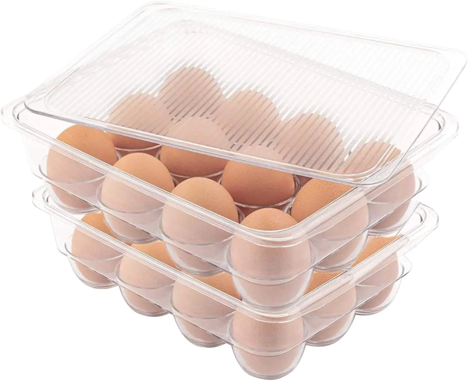 Totally Kitchen Egg Holder for Refrigerator, Fridge Organizers and Storage  Clear, BPA-Free Plastic Storage Containers with Lid & Handles, 18 Eggs Tray