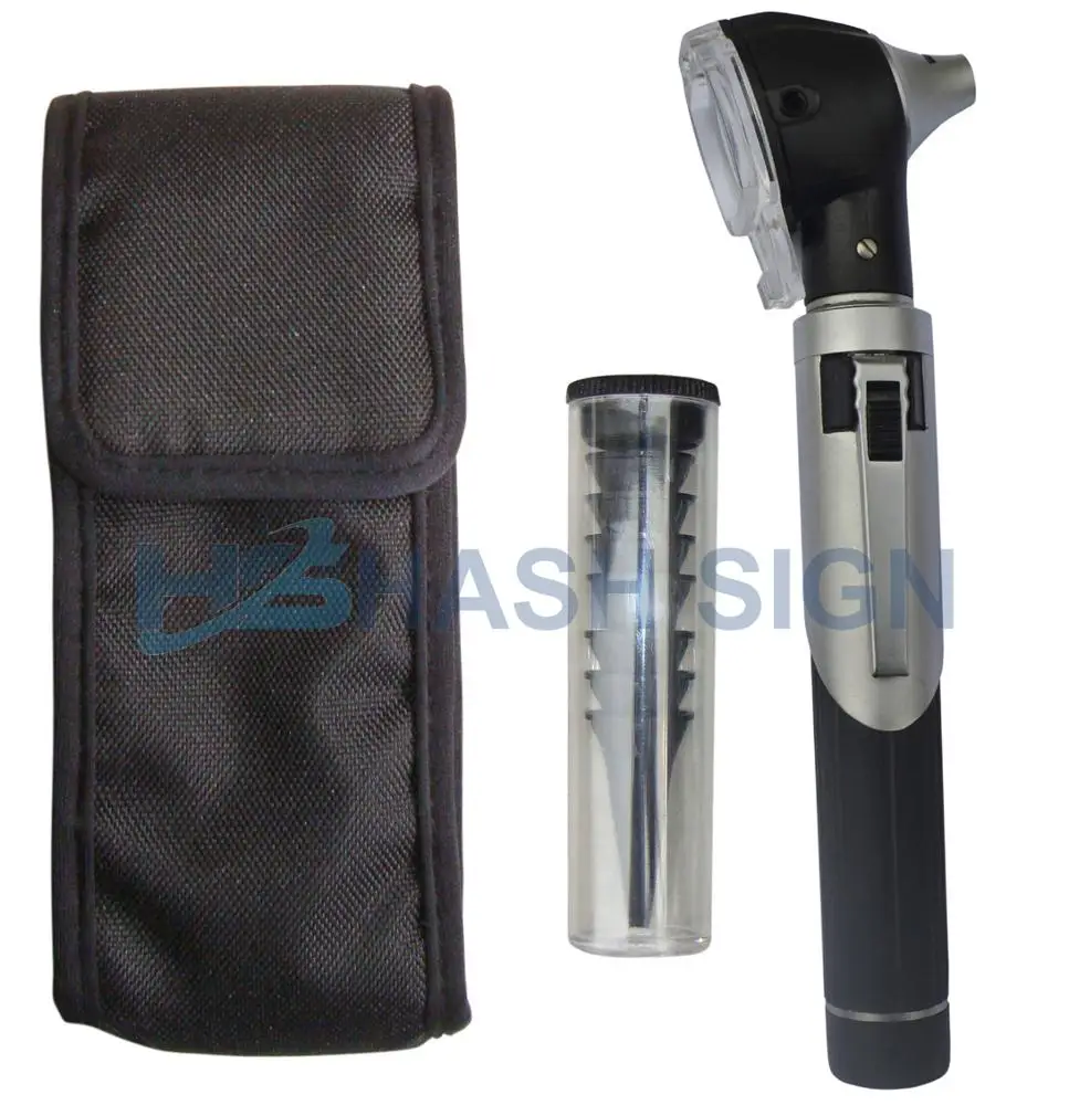 Mini Pocket Otoscope Manual Power Source Fiber Optic Medical Examination with LED for Ear Scope Examination