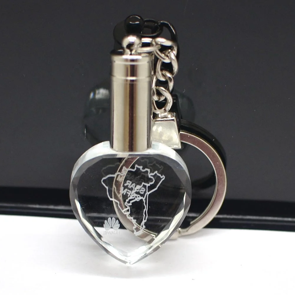 Оптовая продажа 3D лазерная гравировка пустая стеклянная рамка для фотографий брелок прозрачный светодиодный хрустальный ключ брелок