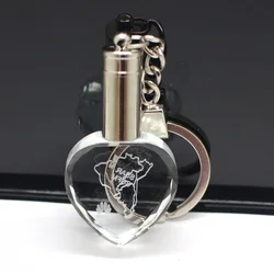 Оптовая продажа 3D лазерная гравировка пустая стеклянная рамка для фотографий брелок прозрачный светодиодный хрустальный ключ брелок