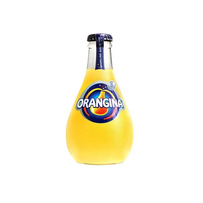
 ORANGINA - lemonade и апельсиновый сок с 2% мякоти. Банки 24x33 cl.  