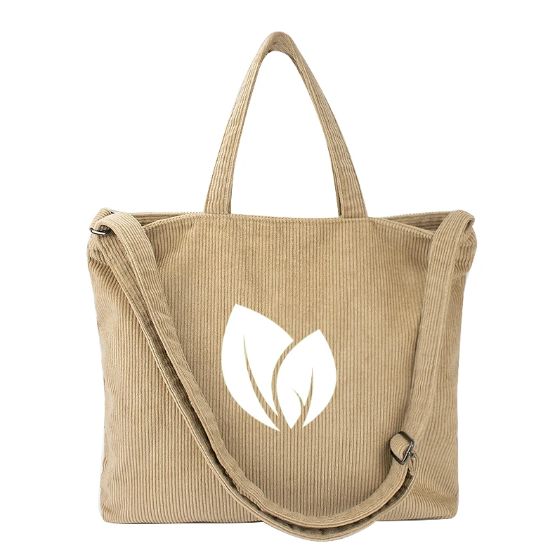 Eco Friendly Printing Lady Handbags Shopping Crossbody Corduroy Tote Bag