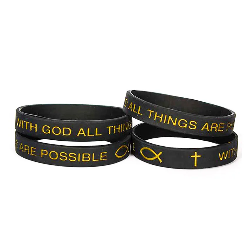 Wholesale Custom Logo Printed Silicone Christian Bracelets Religious