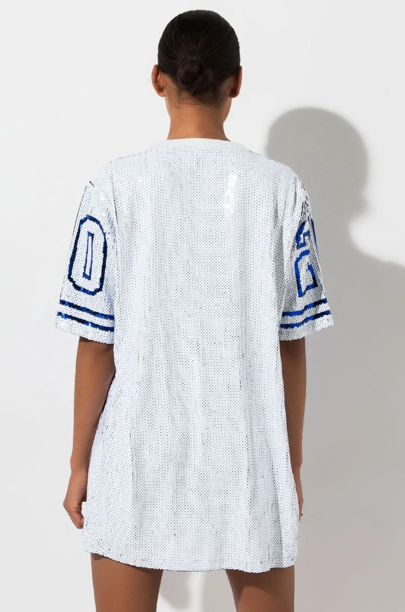 Custom Blue Sorority Stage Performance Clothing Finer Women Sleeve Number 20 T Shirt Dress Zeta Phi Beta Sequin Jersey Custom Blue Sorority Stage Performance Clothing Finer Women Sleeve Number 20 T Shirt Dress Zeta Phi Beta Sequin Jersey