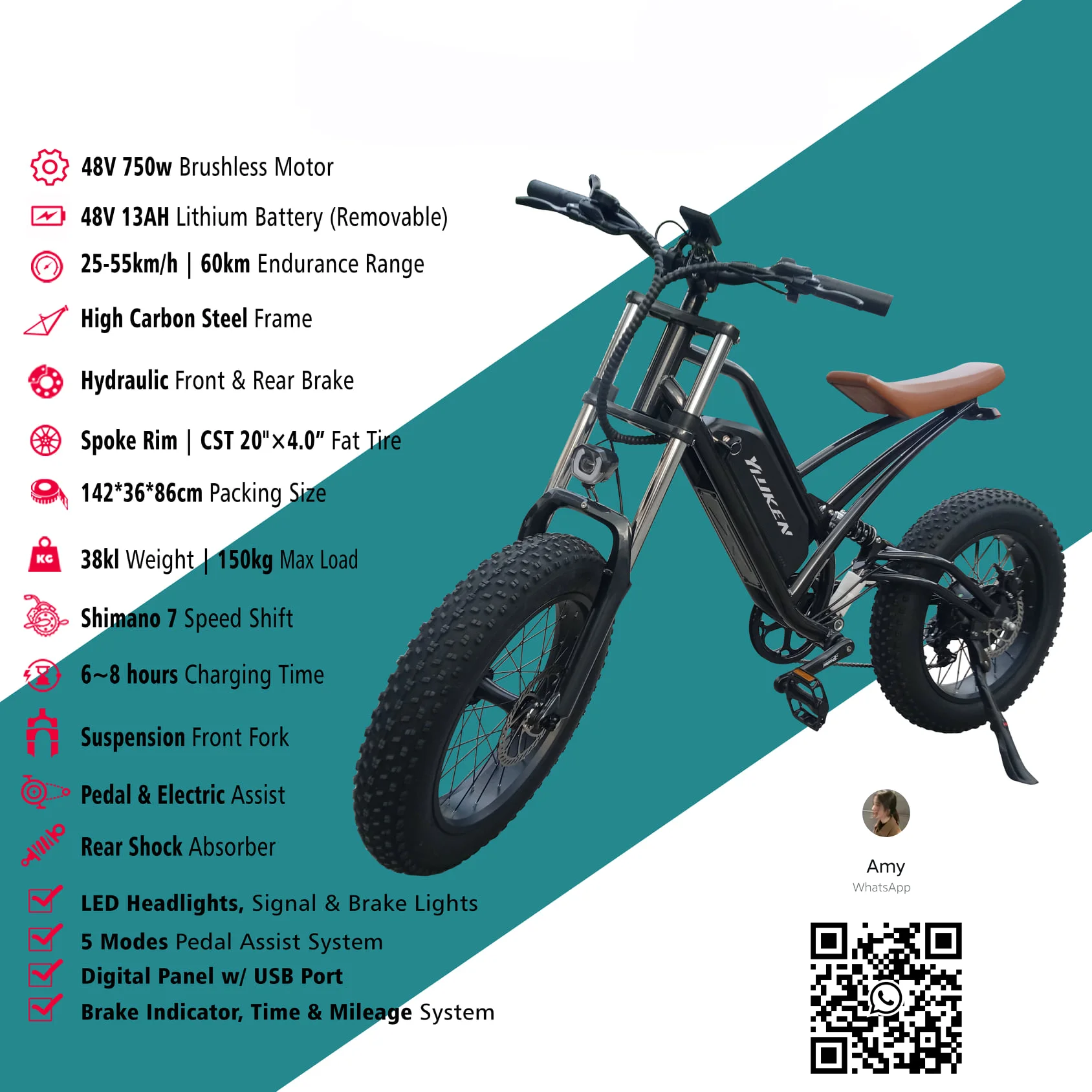 All Terrain Cruise E-bike 1000w Electric Mountain Bike Offroad Fat Tire ...