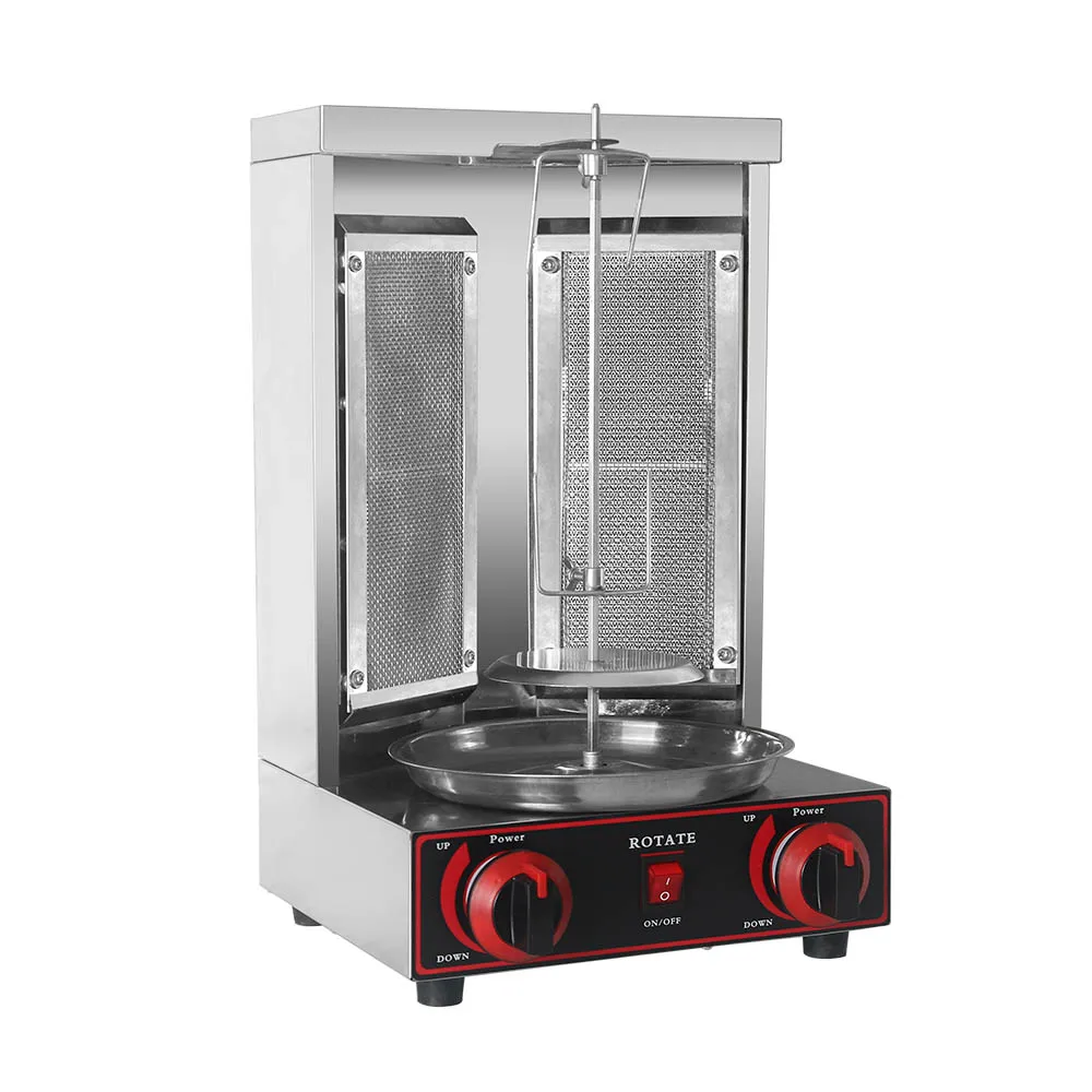 Gas Two Ceramic Burners 2 In1 Automatic Rotating Doner Kebab Machine Chicken Shawarma Grill