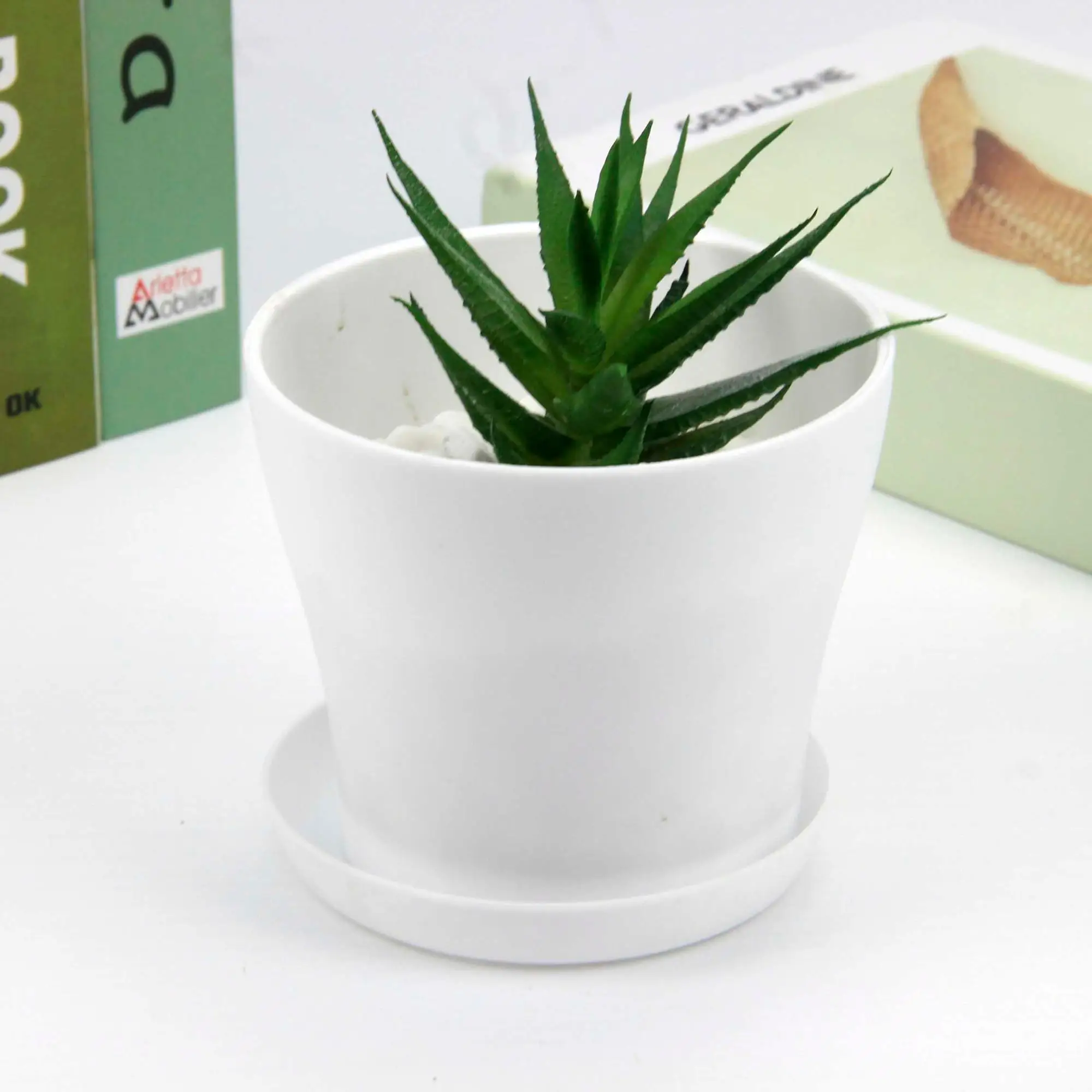 Пластиковый горшок для растений с блюдцем, декоративный пластиковый цветочный горшок для садоводства