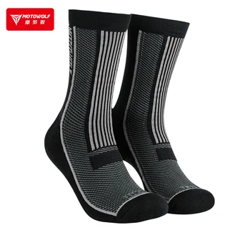 MOTOWOLF Motorcycle Cycling Sports Thigh High Breathable Mens Non Slip Socks Knitted Cotton Outdoor Sport