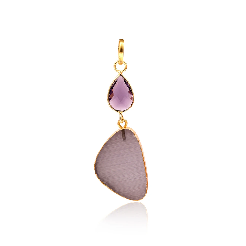 Gold Plated Purple Amethyst And Grey 