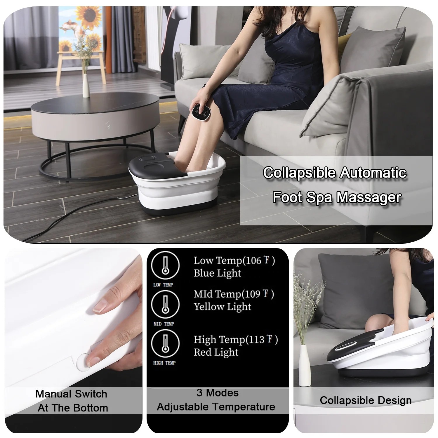 MaxKare Foot Bath Spa Massager: Wireless Remote Control, 8 Shiatsu