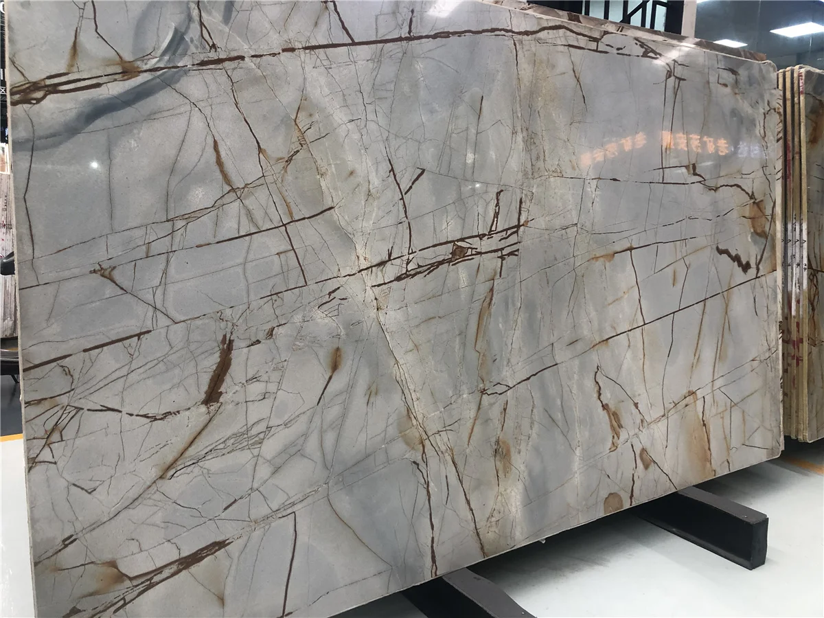 Popular Natural Deep Blue Quartzite Exotic Imperial Blue Roma Impression Quartzite Slab for Interior Decor