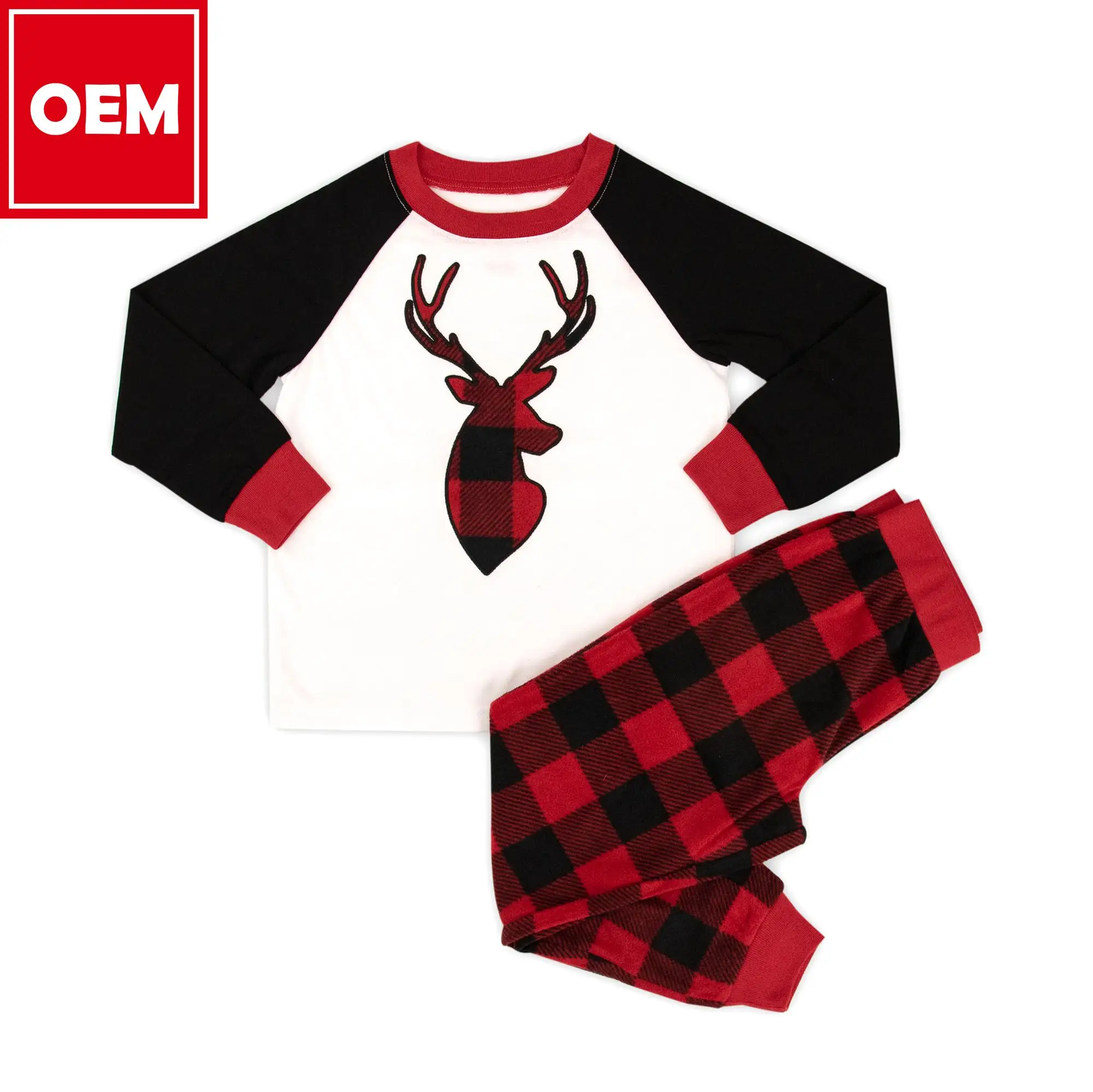 Joyuan-pijama De Navidad Para Niño Pequeño,Conjunto De Bebé L,Negro,Rojo  L,Reno L,Raglan L,Familia L,2 Piezas L,Bordado L,Navidad - Buy Women Girl  Black Red Print Plaid Sleep Pants Romper Sleeper Sleeve Top Family Pajama