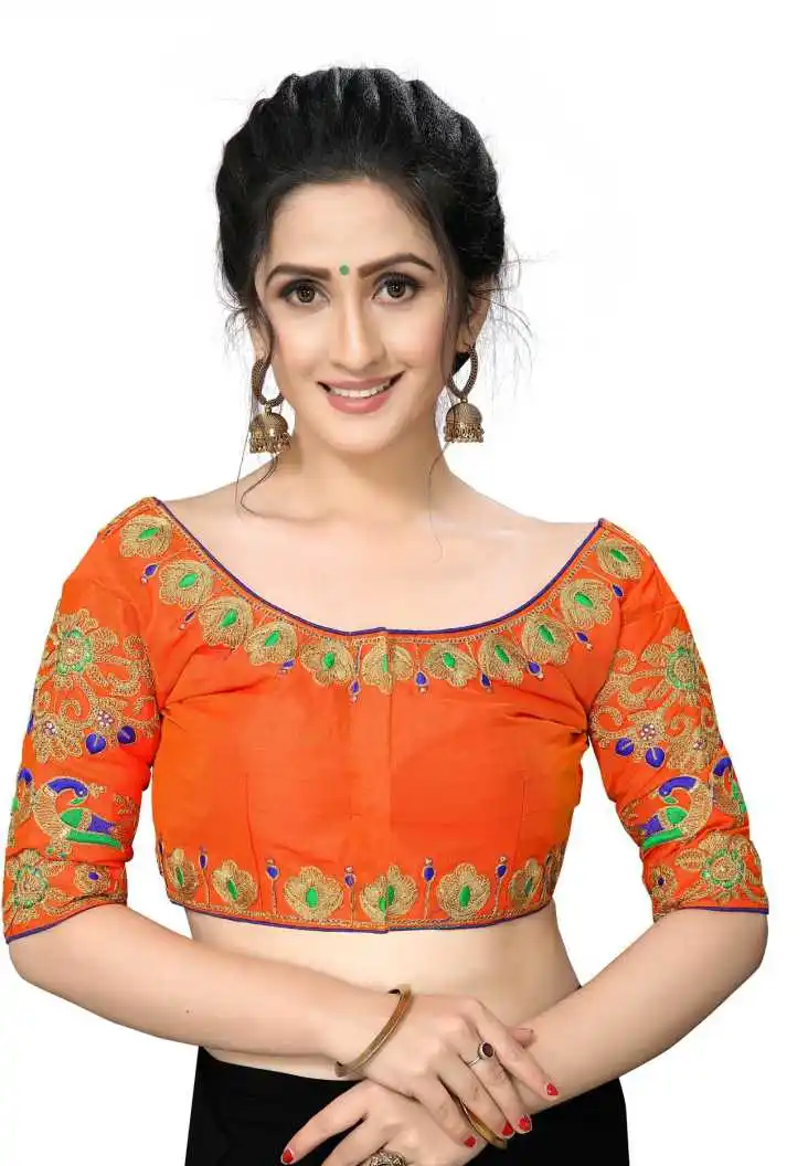 New Model Designer Embroidered Work Festival Wear Regular Fit Plus Size Fully Stitched Party Wear Sari Blouse Piece Indian Women Garment