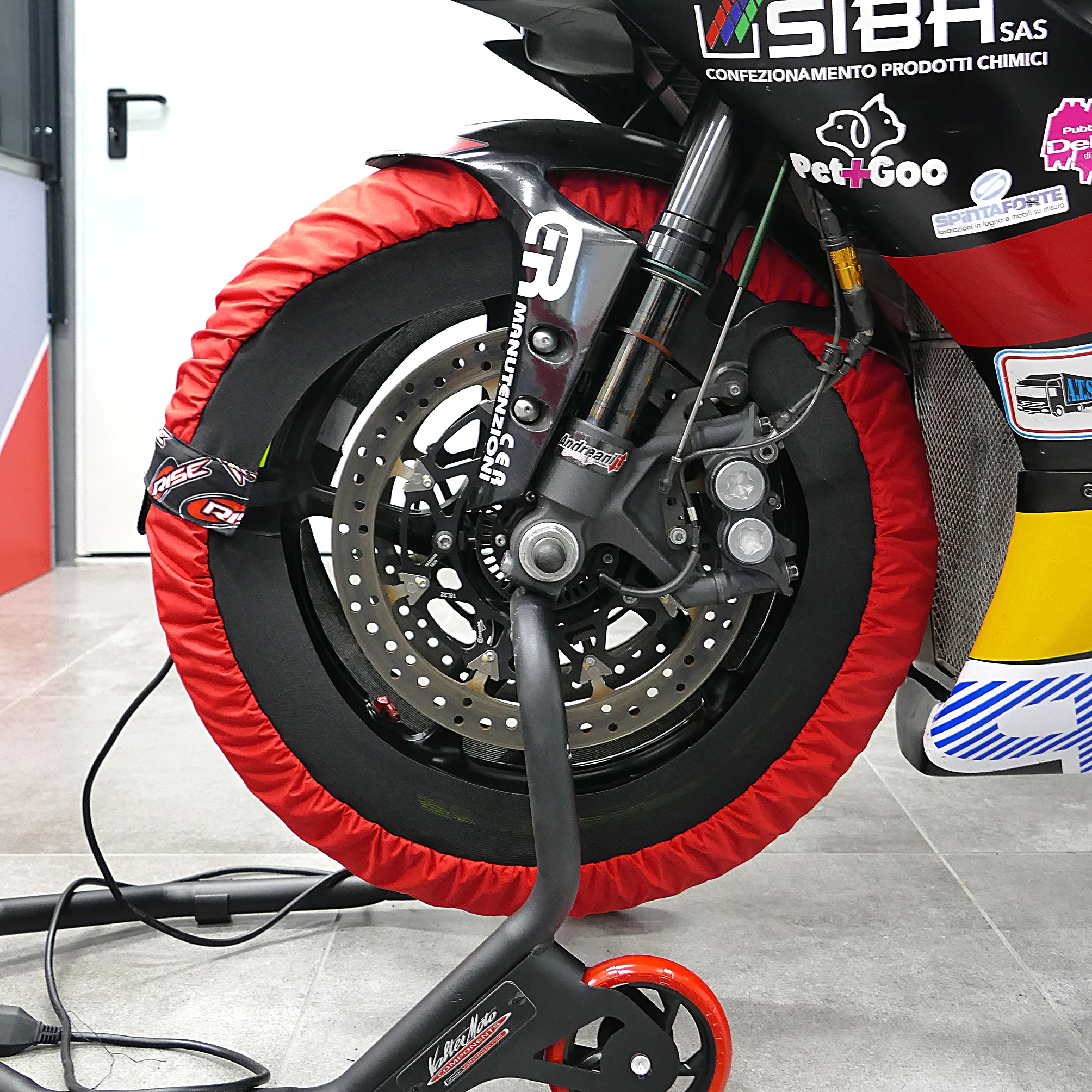 Red Motorcycle Tire Warmers Digital Control 120v 230v Front 120 Rear