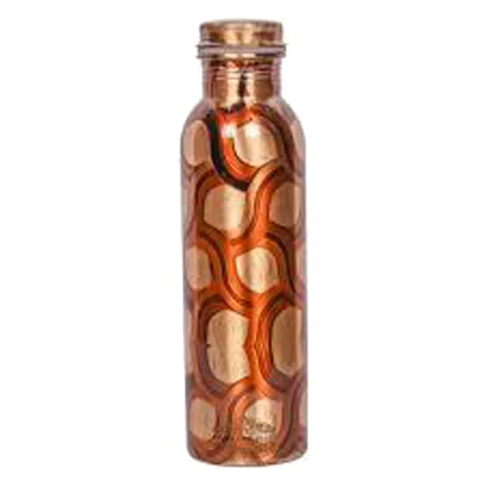 100% PURE COPPER WATER BOTTLE FOR YOGA AYURVEDA HEALTH BENEFITS 1000 ML PRINTED 