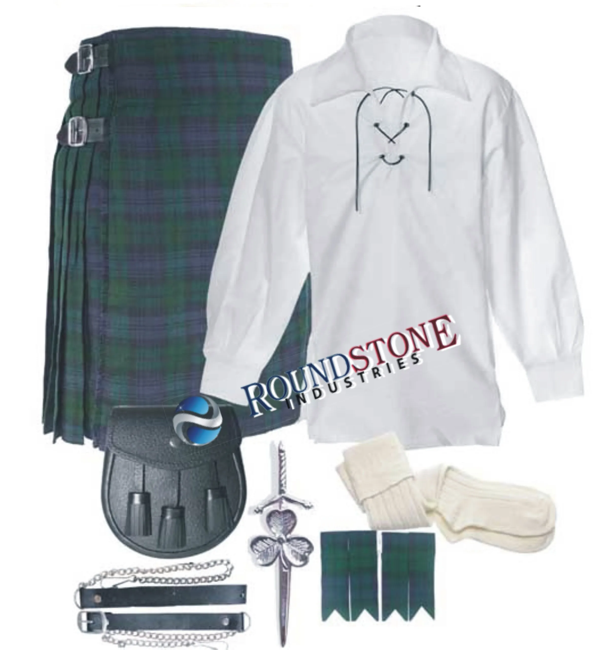 Wholesale Black Watch Tartan Kilt Outfit with Accessories Woolen Scottish Style Bagpipe Guitar Stand Guitar Musical Instruments