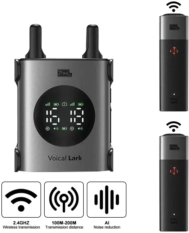 Беспроводной петличный микрофон UHF, 1 передатчик и 2 приемника, совместимые со смартфоном, DSLR, интервью