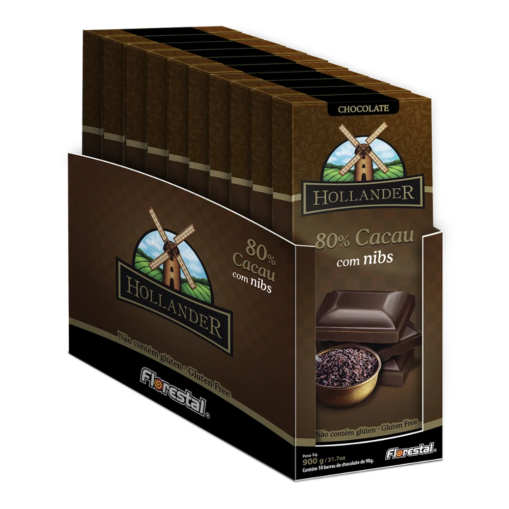 C1006 Hollander 80 Cocoa With Nibs Bar 90g X 10un X 4 Displays Buy Cocoa Chocolate Bar Chocolate Candy Product On Alibaba Com