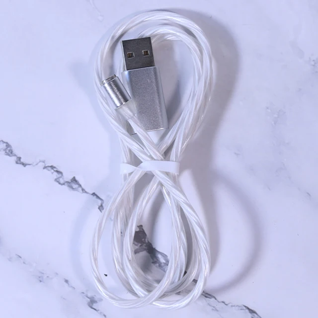 Customized Logo TPE Material 2.4A Magnetic 3in1 Usb Cable with LED Flash Light Universal Mobile Phone Charger Cable UC002