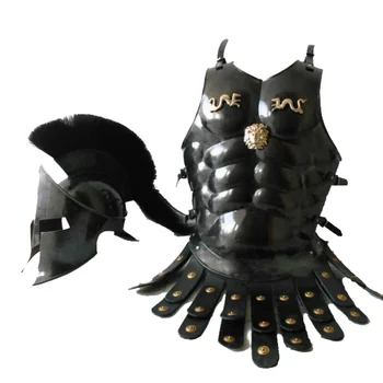 Medieval Spartan Helmet King Leonidas 300 Movie + Muscle Jacket Black ...