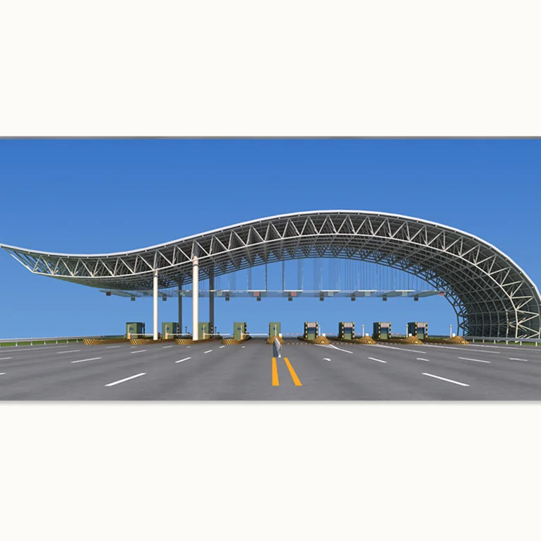 Large Span Prefabricated Steel Structure Construction Steel Space Frame Bolt Ball Joint Toll Station