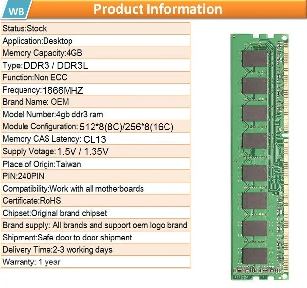PC DDR3 1866mhz 4GB Ram 01