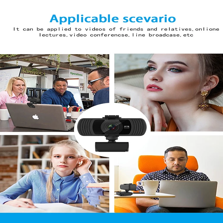 USB Interface Full HD 2K with Stereo Microphone CMOS Image Sensor Clear Cutout PC Boy Webcam