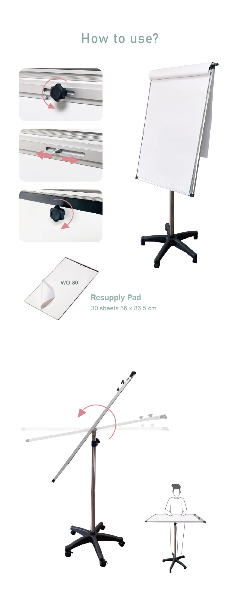 Movable Flip Chart Stand With Whiteboard For Office Buy Flip
