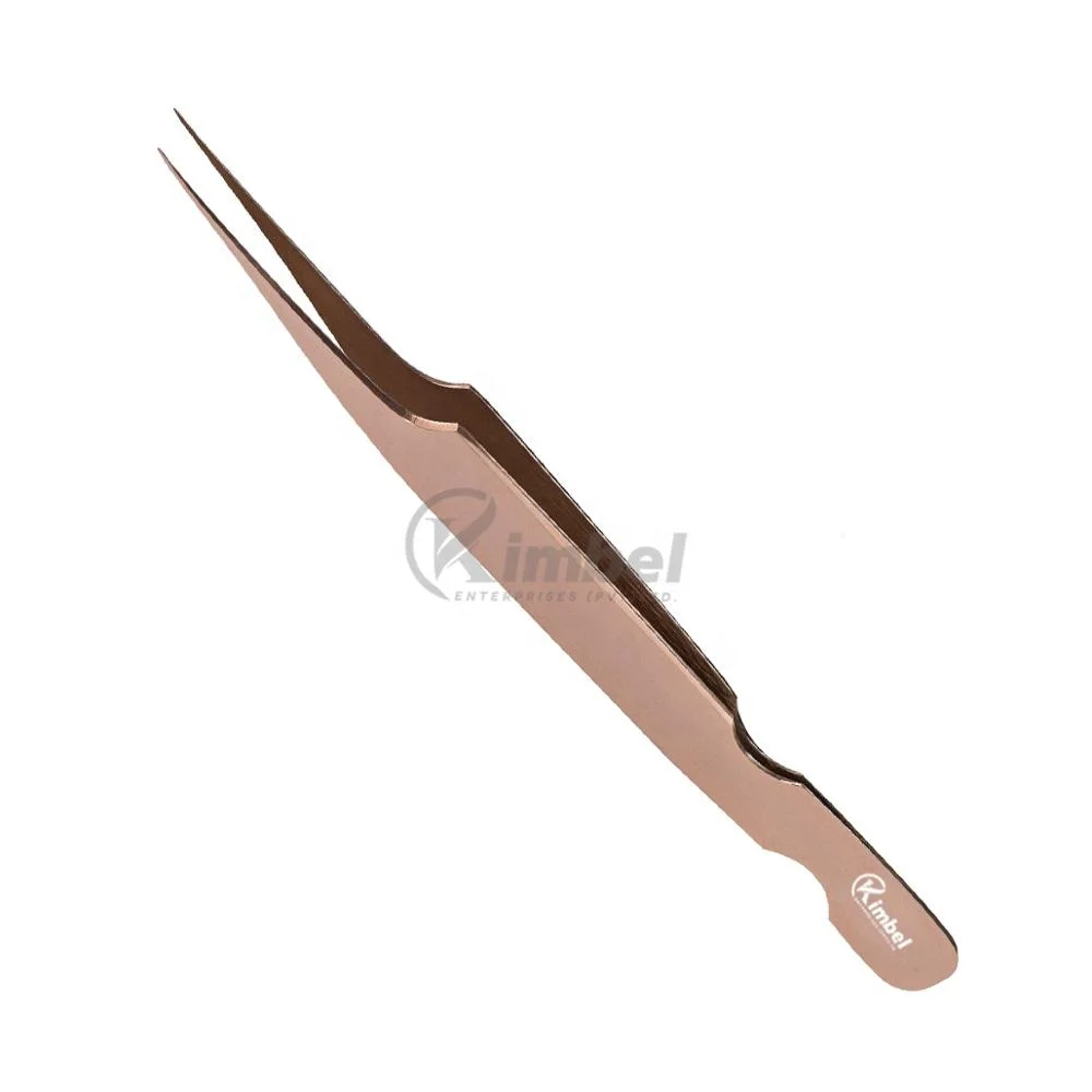 Private Label 45 90 Degree L Shape Fiber Tip Tweezers Eyelash Extension