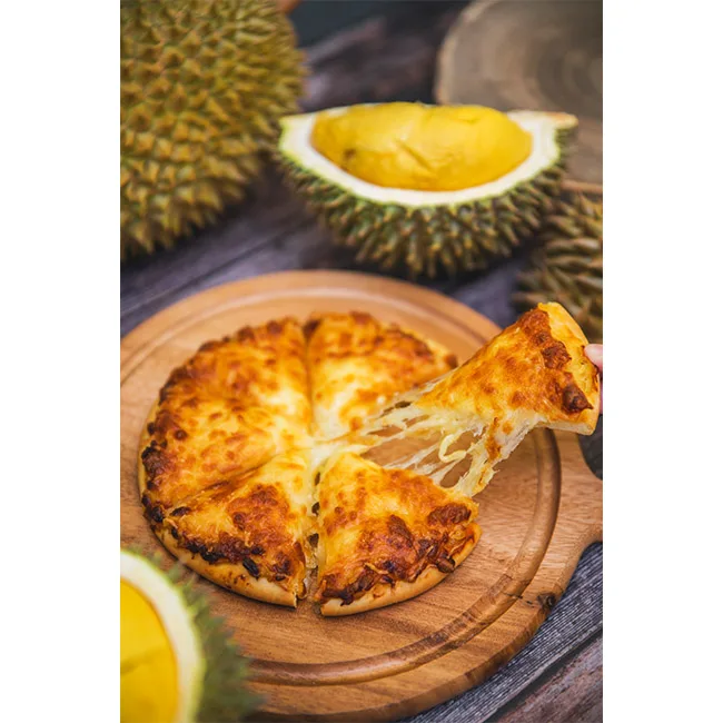 Muslim Friendly Frozen Durian Pizza Halal Certified Instant Rich Durian Cheesy Pizza Just Need Microwave or Oven