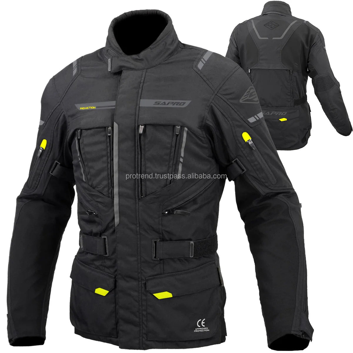 Induction Neon Motorcycle Men Touring Jacket For Long Hours Riding With ...