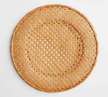 Wholesale Dinnerware Rattan charger plate Woven Natural Material Tableware Restaurant Wedding Dinner Charger Plates