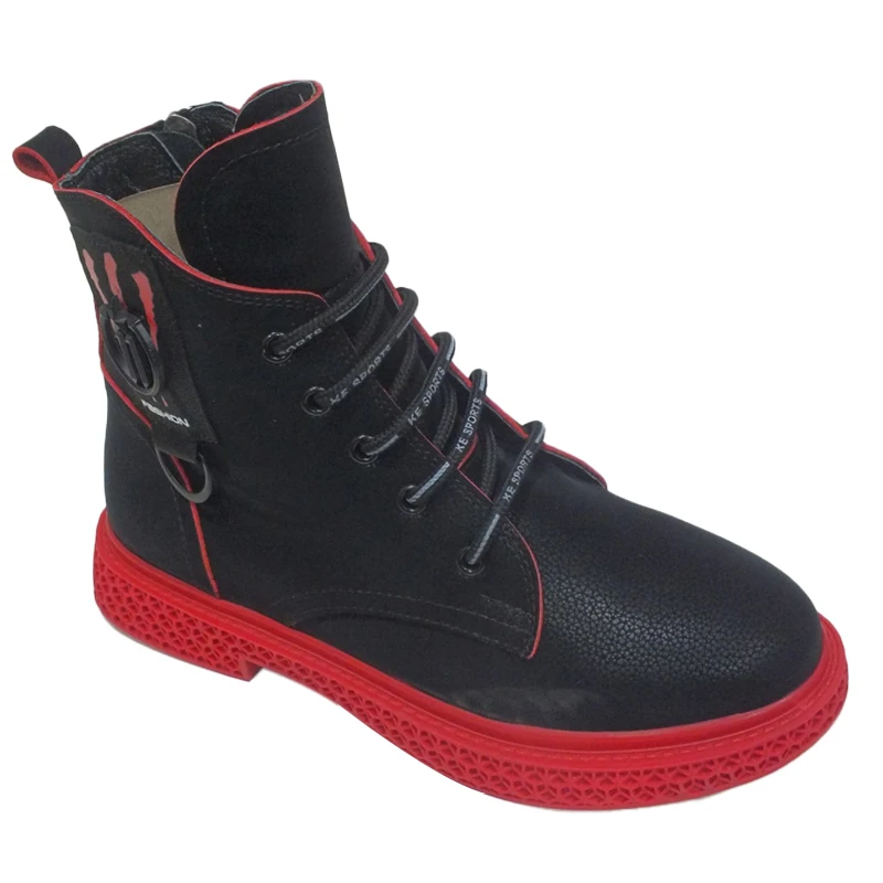 red lace up winter boots