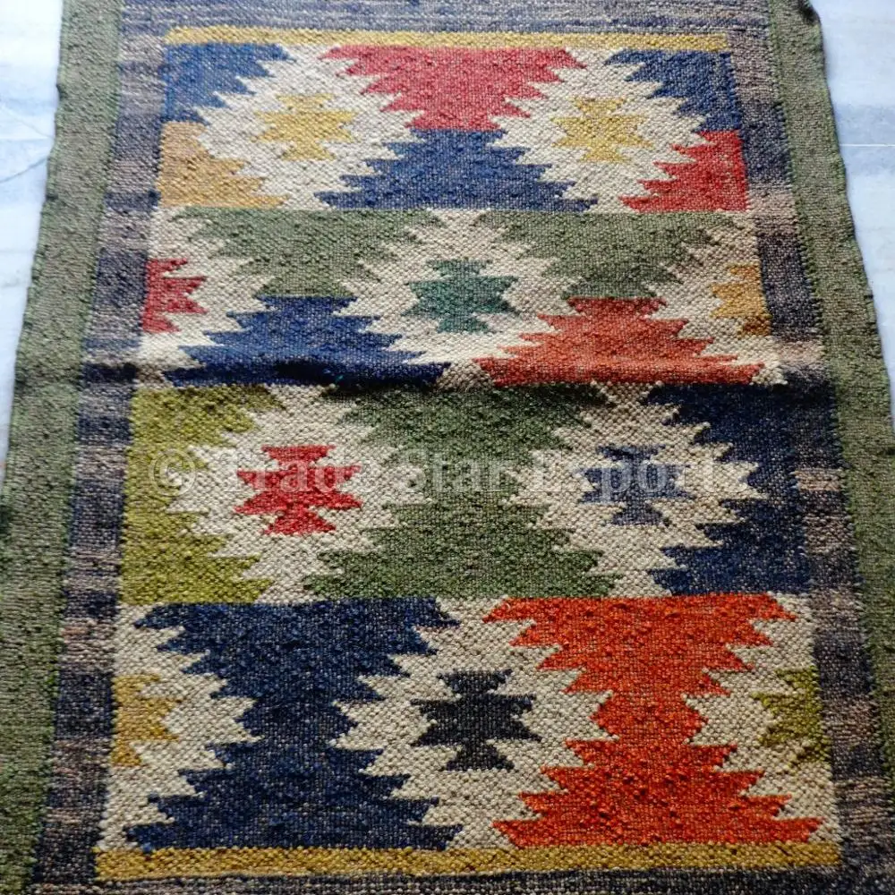 Vintage Jute Wool Mat Carpet Hand Woven Kilim Area Rug 2x3 Living Room Floor Rug