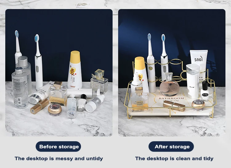 Decorative Metal and Diatomite Toothbrush Rack Tray for Bathroom