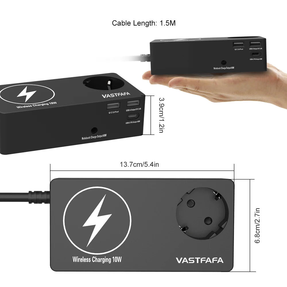 VASTFAFA 6 в 1 ЕС удлинитель USB стабилизатор