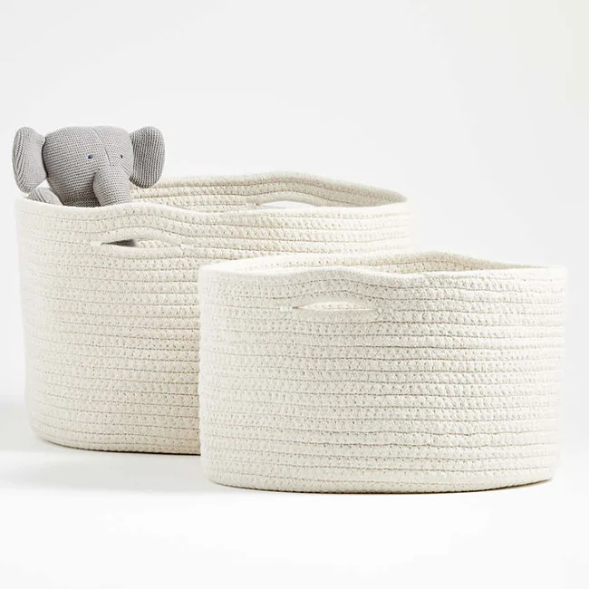 100 Cotton Rope Handmade Storage Basket With Handknitted Rope Design