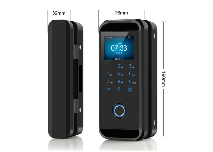 Frameless Glass Door Biometric Fingerprint Smart RFID Card Password Home Office Remote Control Electronic Lock