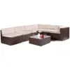 Brown rattan with cream cushion