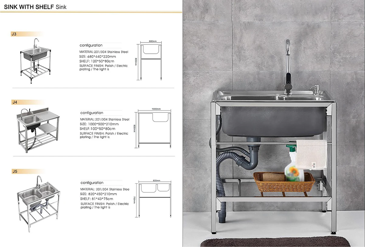 Угловая кухонная раковина из нержавеющей стали садовая с одной чашей и подставкой для коммерческого использования ресторана