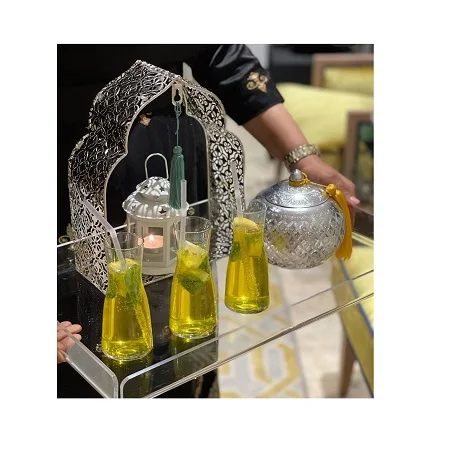 Fancy Design Acrylic Serving Tray With Wood Handle Good Quality Rectangular Shape Acrylic Tray From India