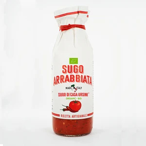 Organic Sugo di Casa Ursini Tomato sauce with Spicy hot peppers in bottle 500 g Ready to use